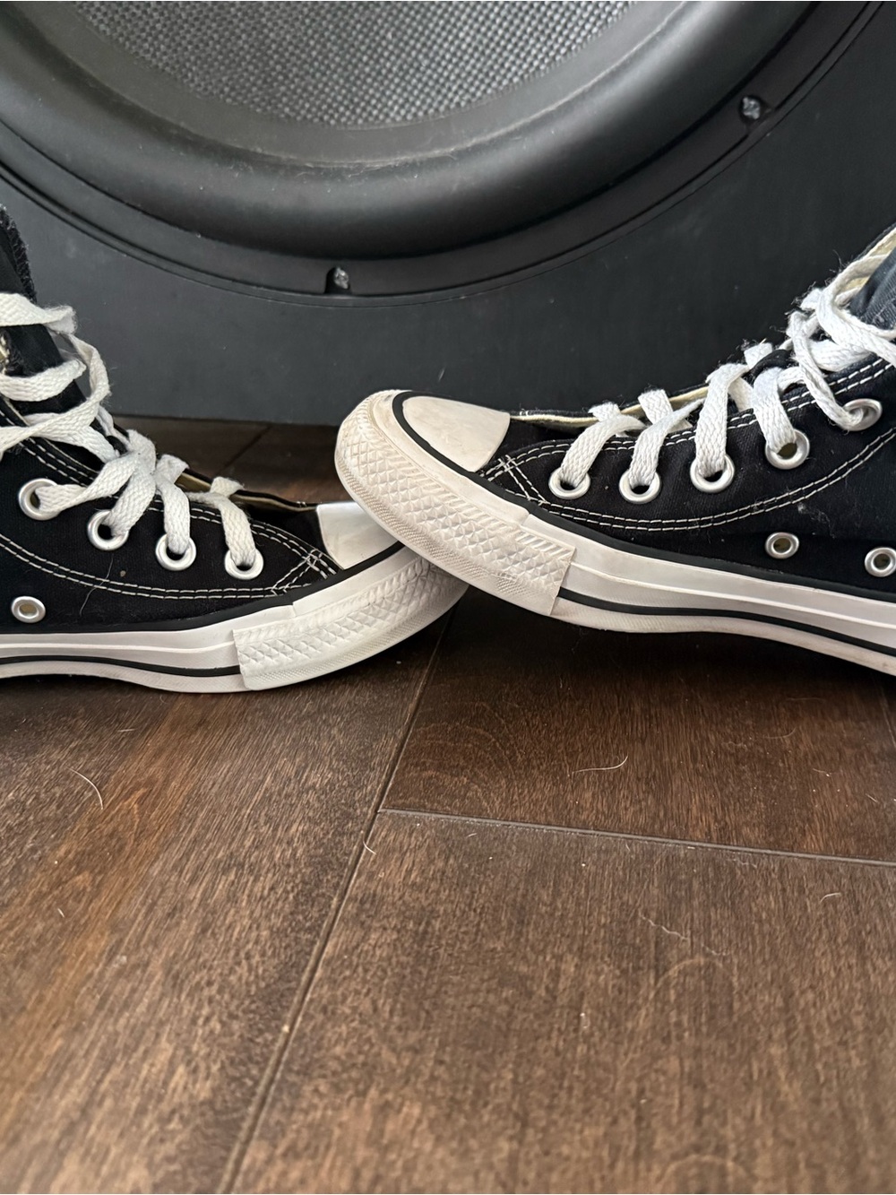 Black Converse High-Top Canvas Sneakers with White Toe Caps